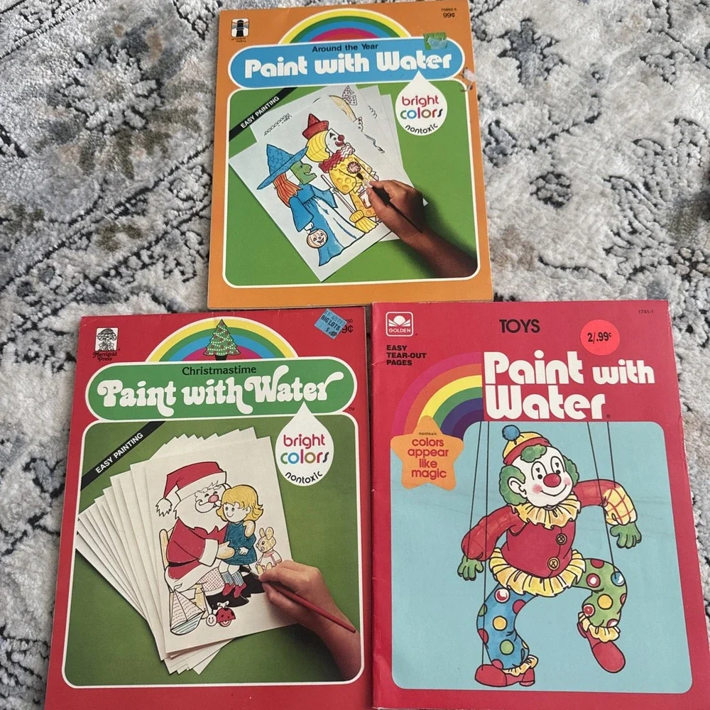 Golden Paint with Water Books Set of 3 Vintage 1980s 70s  Retro Unused